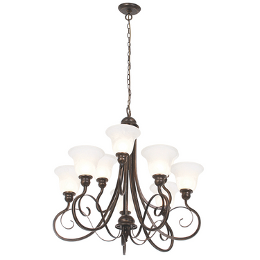 Metal Chandelier with Alabaster Glass